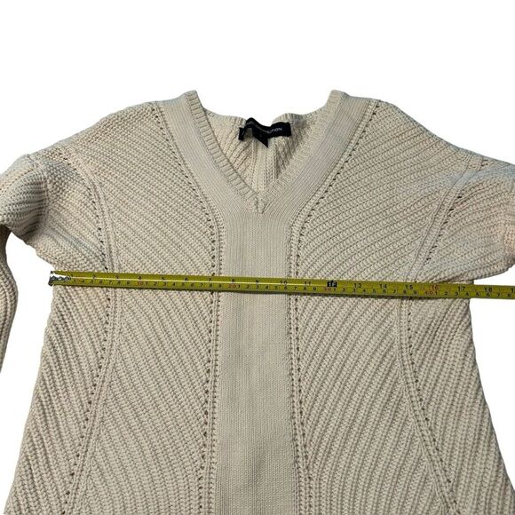 French Connection Size S Chunky Knit Pullover Sweater Cream Fisherman Cable Knit - Picture 6 of 7